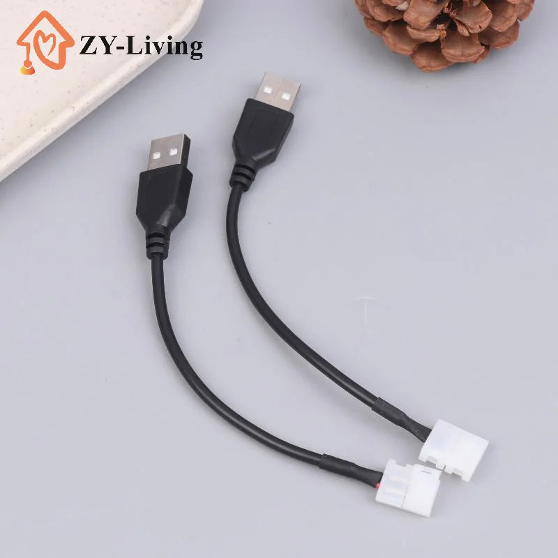 5/10Pcs USB Cable Connector To 2pin 8mm/10mm Free Welding LED Strip Connector LED Ribbon Strip Light Adaptor Quake