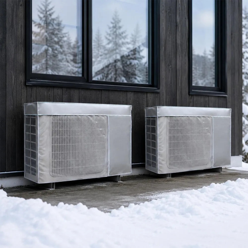 Air Conditioner Outdoor Unit Protect Cover Dustproof Waterproof AC Condenser Protector Breathable Mesh Cover with Elastic Bands Quake