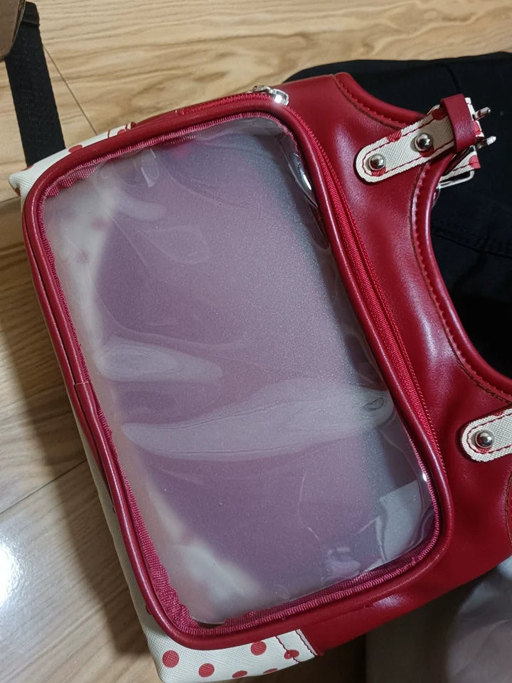 Sweet Transparent Bags for Woman Dot Print Apple Shoulder Bag Underarm Bolso Beautiful Femme Practical Bolsos Quake red