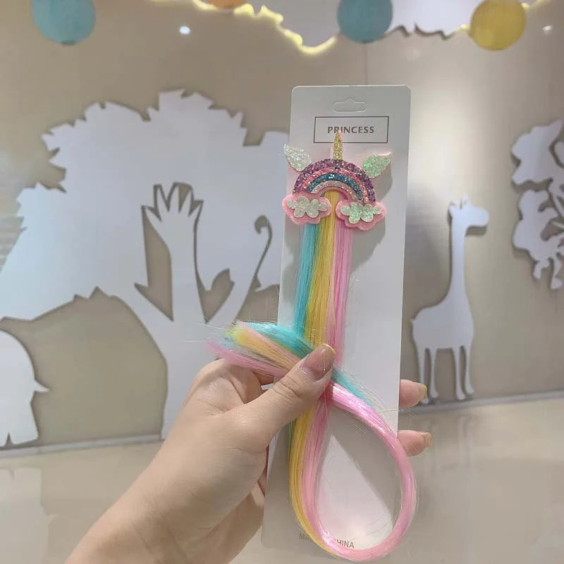 Cute Cartoon Unicorn Children Hair Braiding Accessories Little Girls Colored Braided Tools Baby Holiday Party Pony Hair Clips Quake NO.8