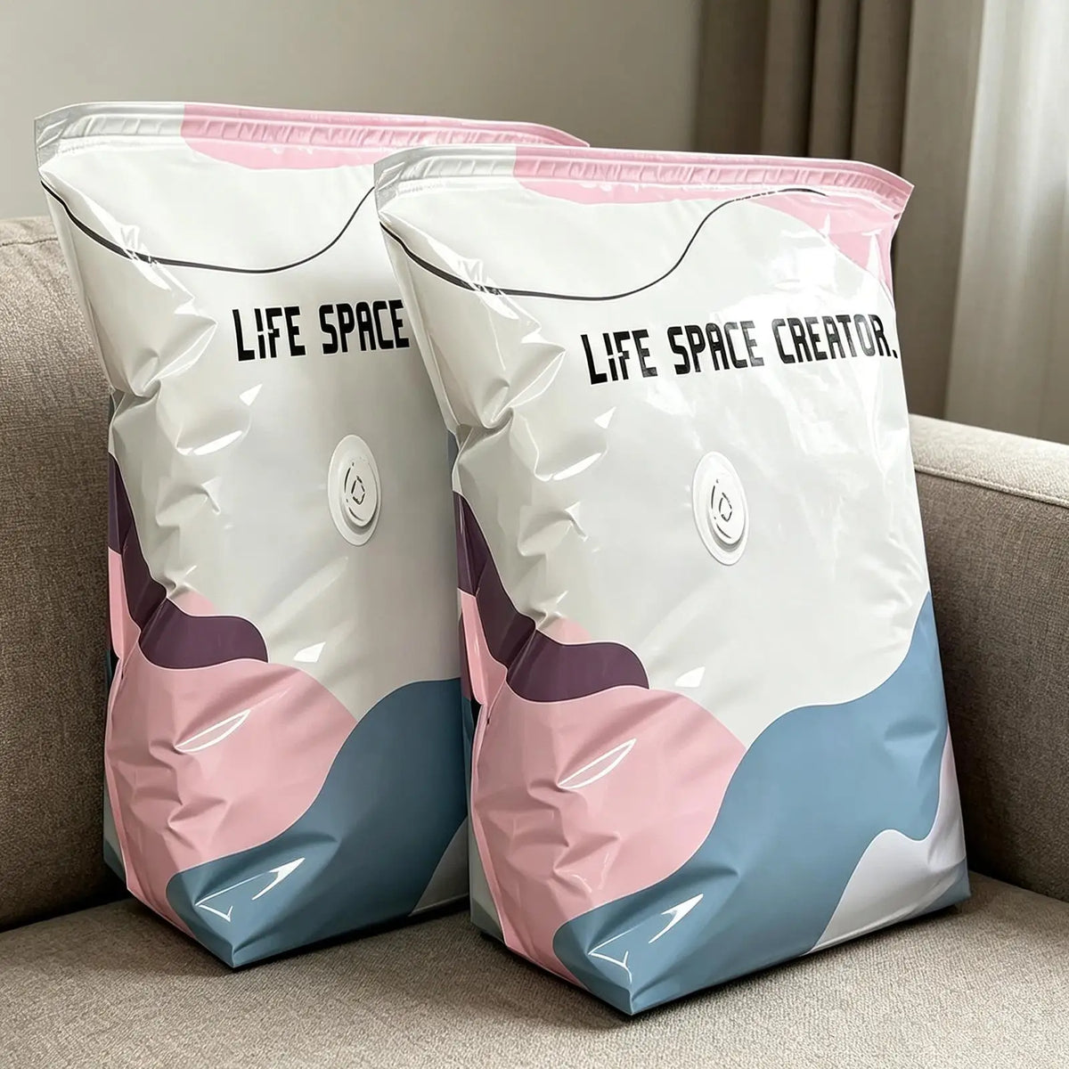 2 Pieces Travel Vacuum Bags No-Pump Suitcase Compression Packaging Luggage Vacuum Bags for Bedding Clothes Blanket Pillow Quake