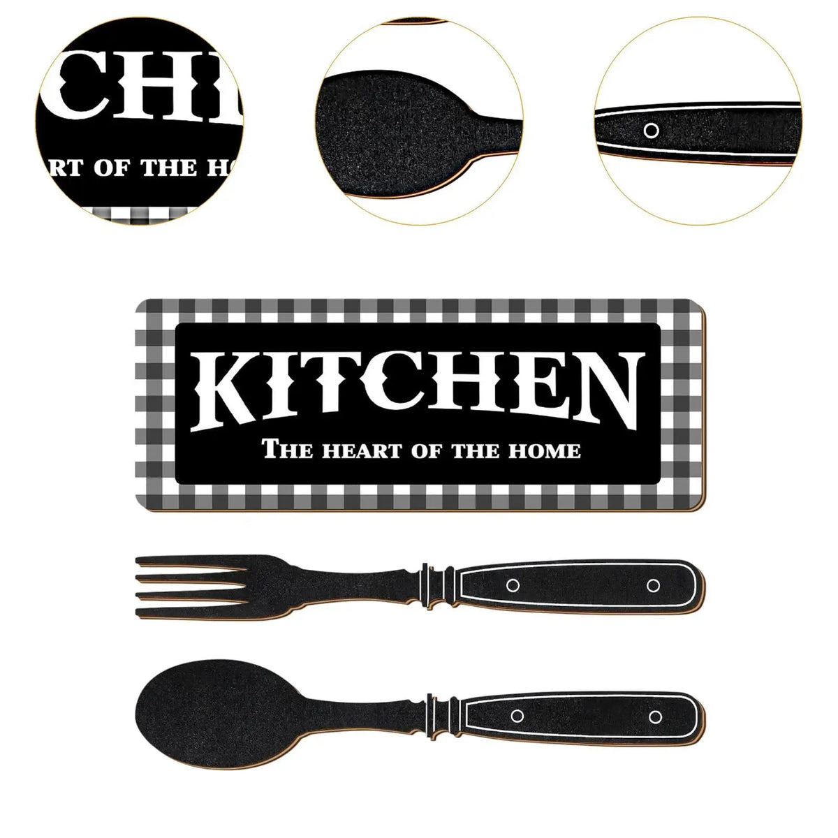 Wooden Kitchen Wall Decor Hanging Eat Sign Set Fork Spoon Artwork for Kitchen Decoration House Quake
