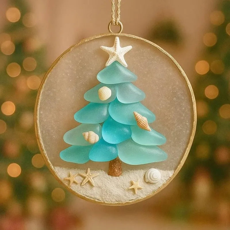 New Christmas Pendant Shell Sea Star Beach Cross Angel Jesus Christmas Tree Decorative Pendant Quake B plane