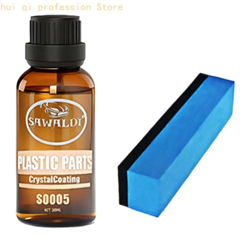 Plastic Trim Restorer for Vehicles, 30 Coating Bottle and Applicator Sponge for Exterior Plastic Care Use H8WE Quake 1 PCS CN