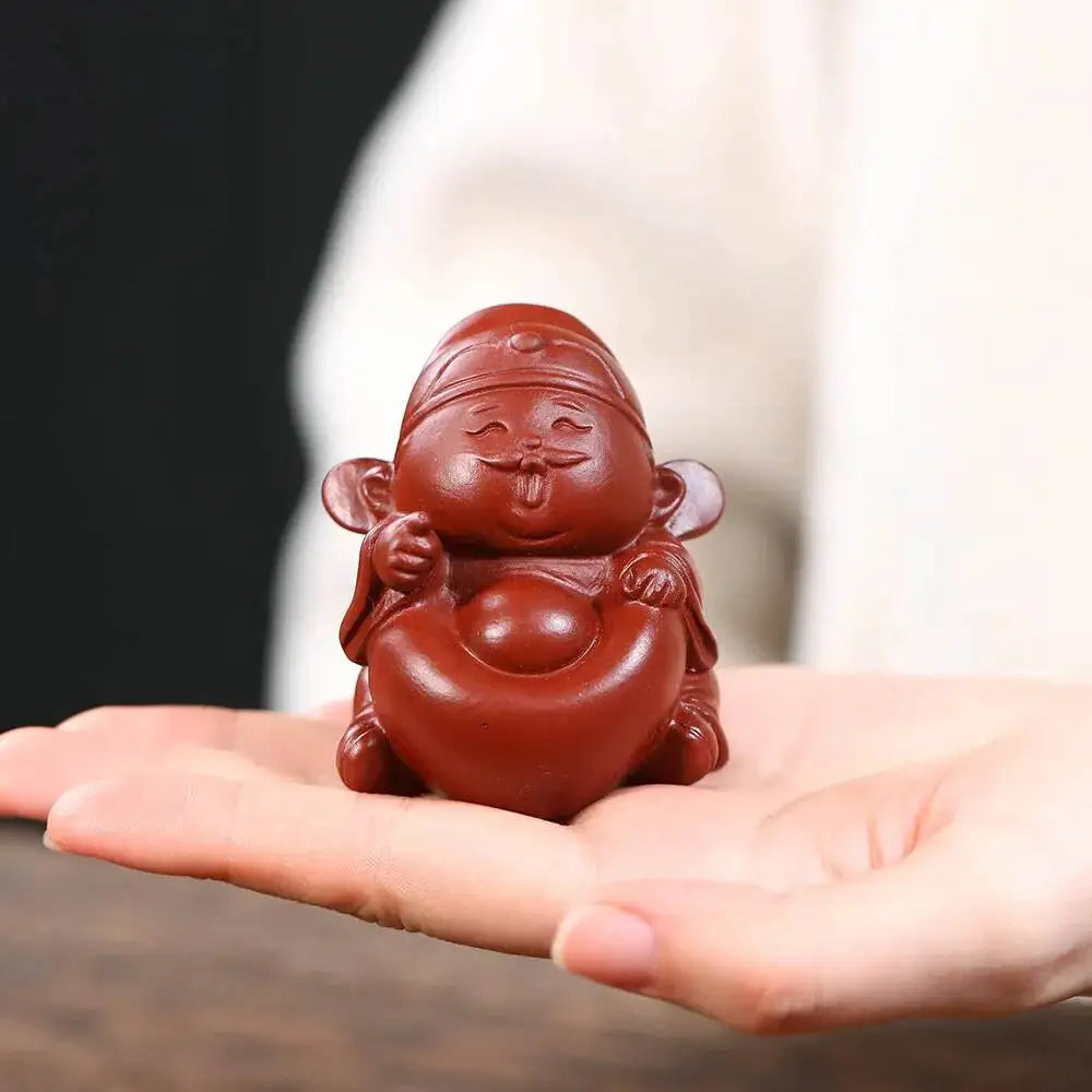 Zisha Tea Pet God Of Wealth Small Figurine Sculpture ea Plaything Tea Table Living Room Quake