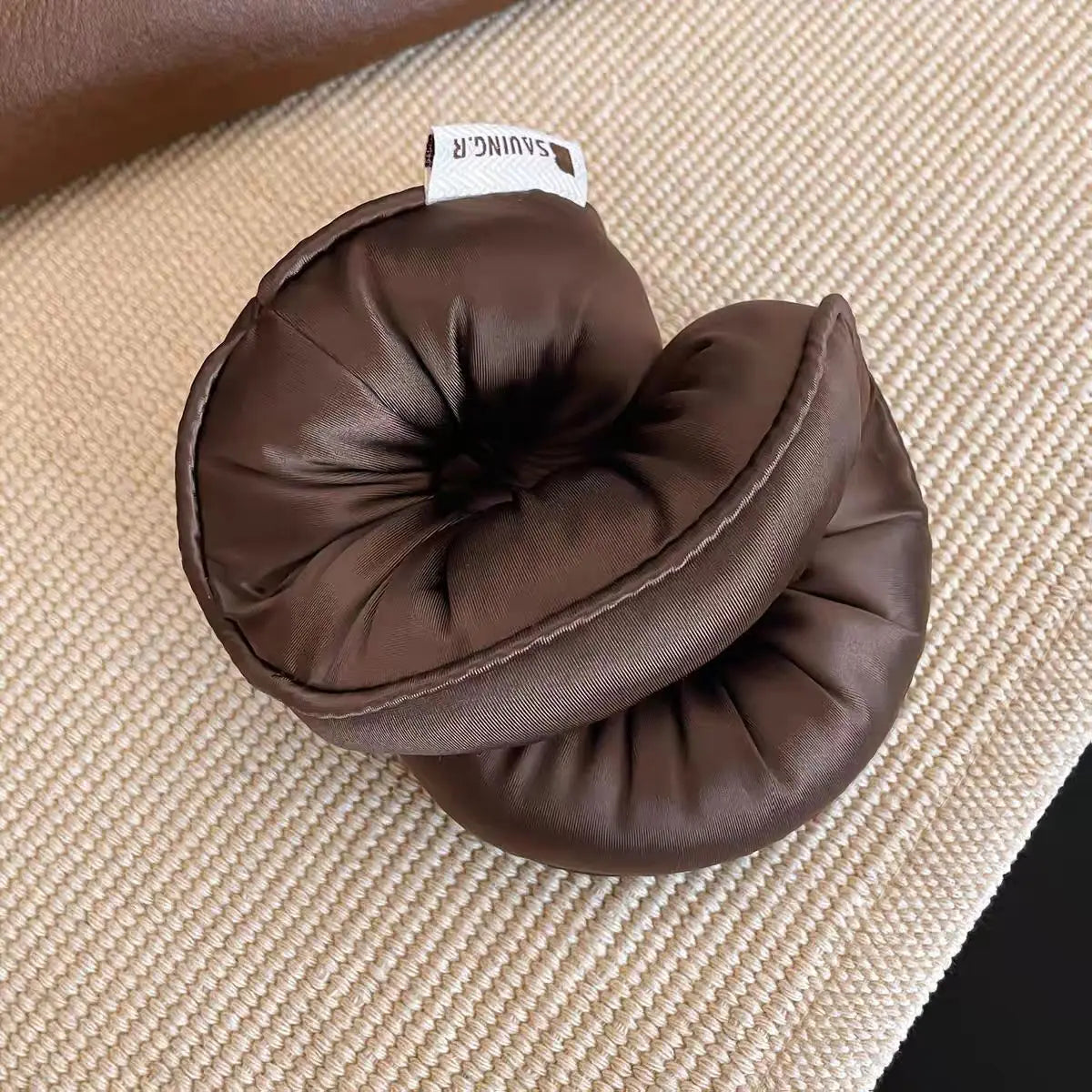 Soft Sleeping Elastic Hair Scrunchies Ponytail Holder for Women Hair Accessories Girls Soft Solid Satin Filled Cotton Big Bands Quake dark brown
