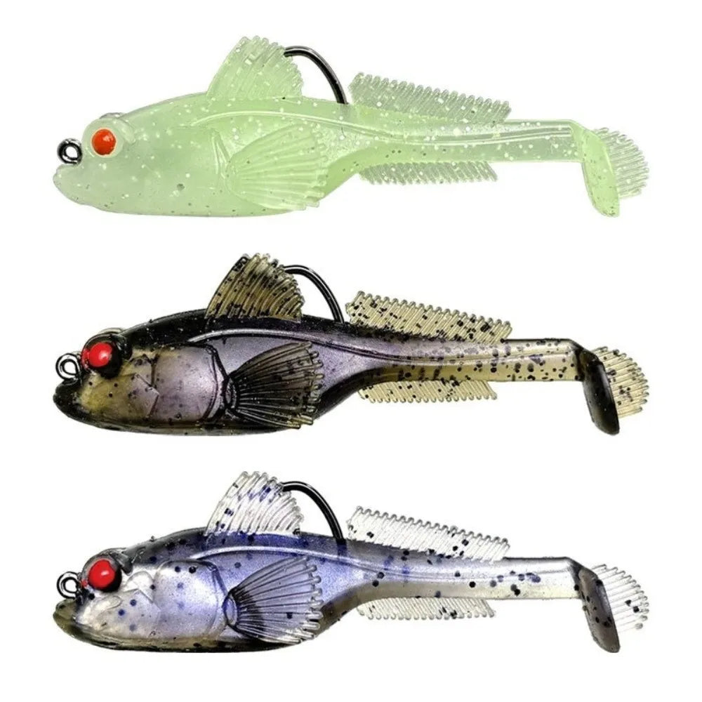2pcs 9g Weight Silicone Goby Lure Jig Hook 12g Weight Sinking Soft Lure Perch Tackle Soft Material TPE Fishing Lure Bass Fishing Quake