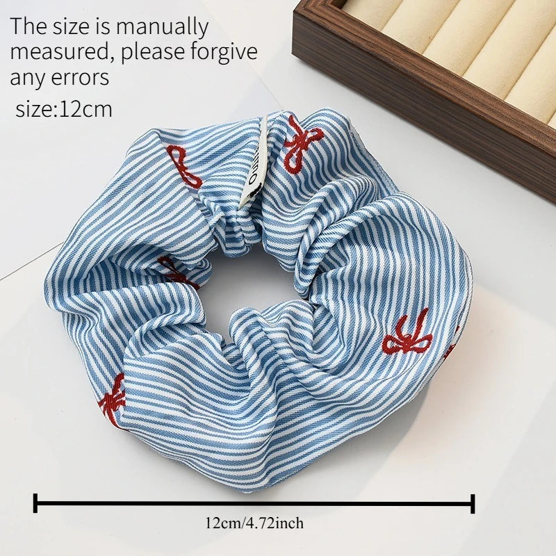 Sweet New Striped Large Scrunchie Gentle Hair Tie No Hurt Hair Versatile Hair Rope for Women Daily Hair Dressing Decor Quake