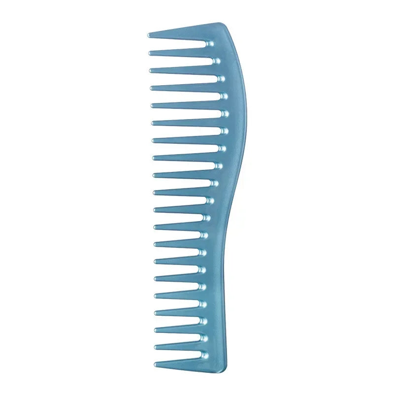 Wide Tooth Plastic Curly Hair Barber Salon Hairdressing Comb Oil Head Men Professional Back Hollow Comb Styling Tool Accessories Quake blue