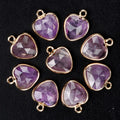 2Pcs Faceted Pendant 11mm Natural Stone Heart-Shaped Small Pendant For Jewelry Making DIY Necklace Earrings Bracelet Accessory Quake Amethyst