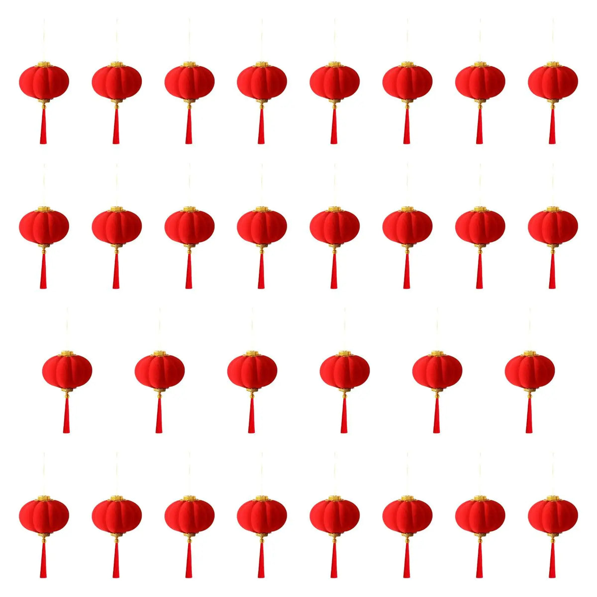 Small Chinese Lanterns Lucky Flocked Art Deco Hanging Ornaments for New Year Spring Festival Home Decor Quake