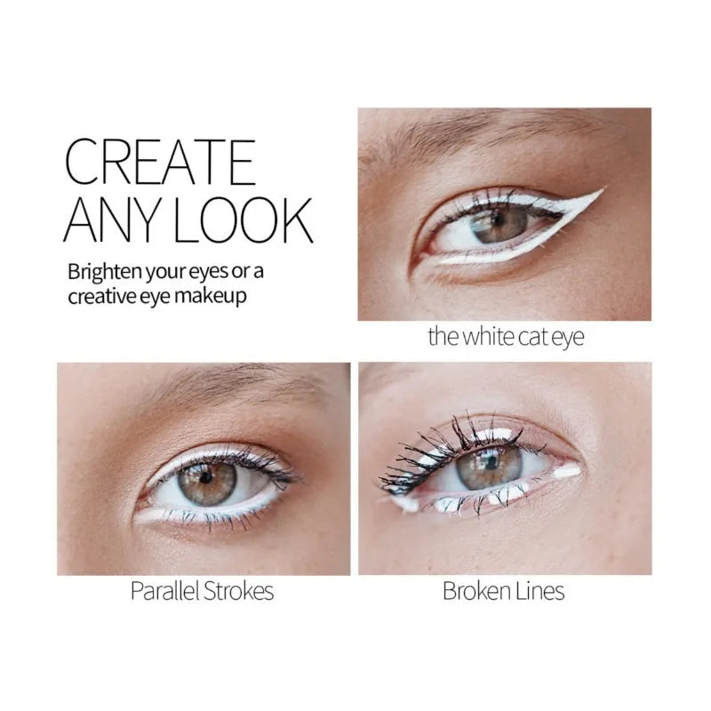 Three-pack Eyeliner, White, Long-lasting Waterproof and Sweat-proof, Easy To Use, White Eyeliner Glue Pen Quake