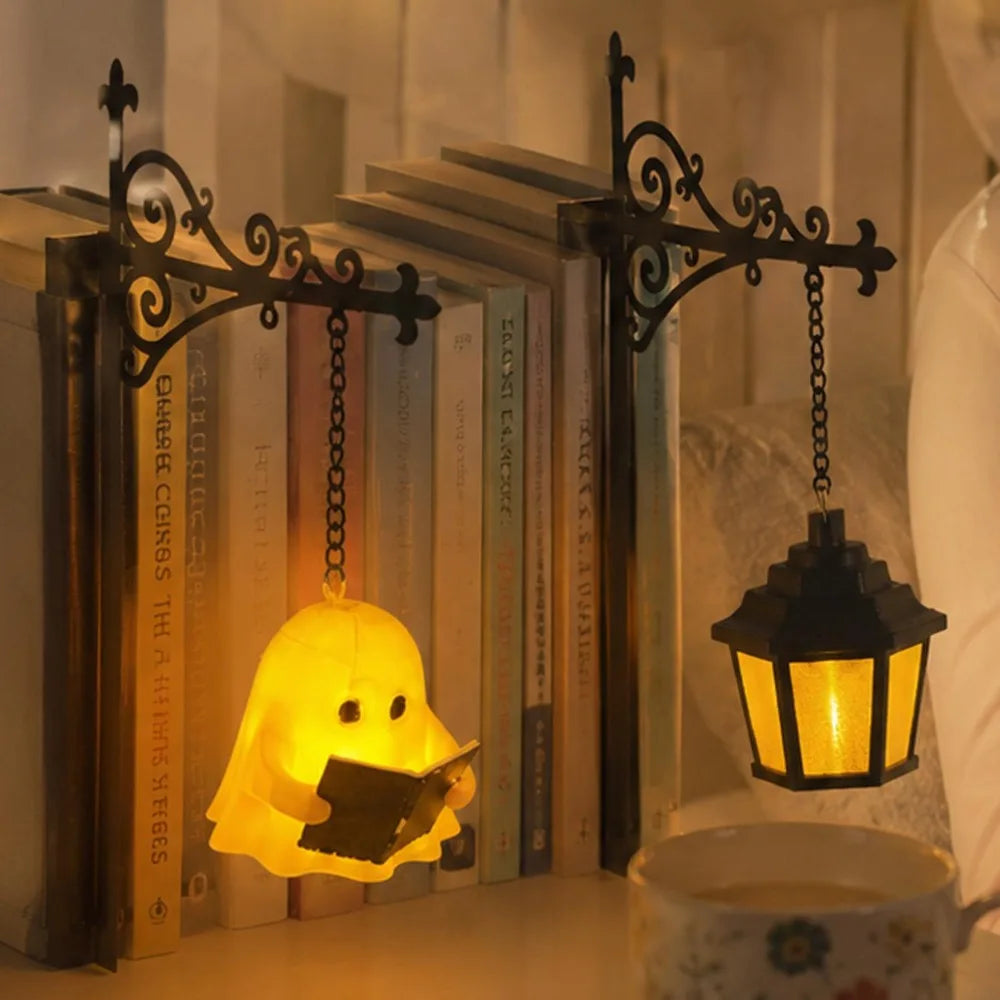 Halloween Bookshelf Lantern Ghost Decor Light Portable Mini Library Lamp Hidden Book Gap Lighting Fixture Home Indoor Decoration Quake