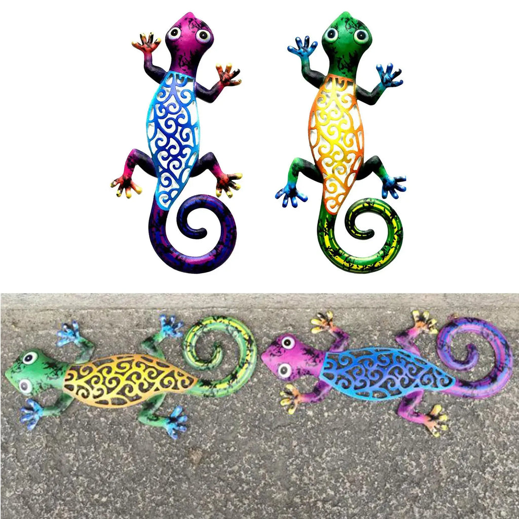 Metal Gecko Wall Decor Art ing Ornaments Backyard Porch Lawn Fence Decor Quake