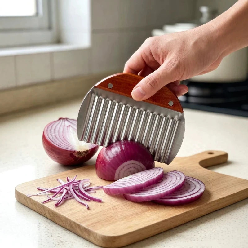 Stainless Steel Wavy Potato Cutter Home Kitchen Crinkle Slicer for Cucumber Sweet Potato Veggie Cutting Wavy Potato Cutter Quake