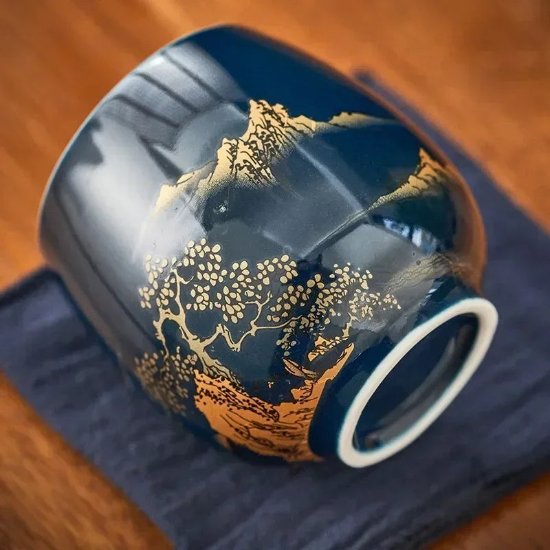 Ceramic Teacup Jilan Japanese-style Simple Master Cup Large Black Glaze Household Kung Fu Tea Set Single Cup Tea Cup Quake