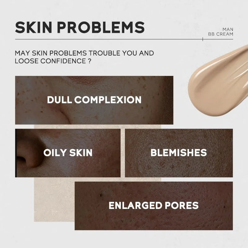 Men's BB Cream-Full Coverage Long-Lasting Waterproof Men's Concealer Natural Color Suitable for Gifts for Men's Christmas Gifts Quake