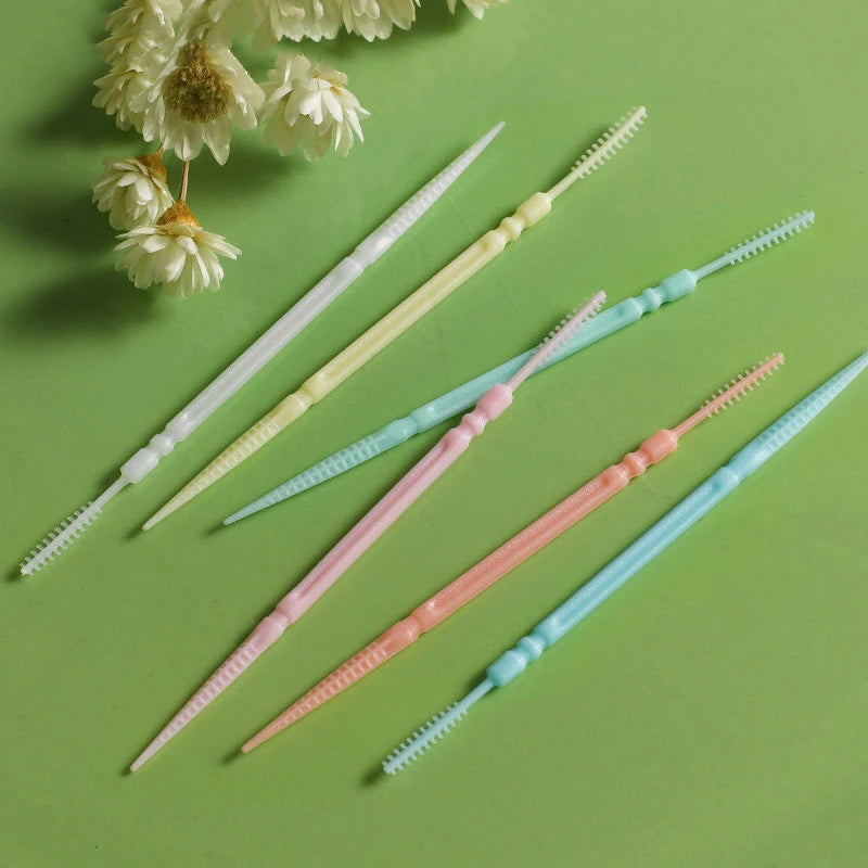 100pcs/box Double Head Plastic Toothpick Oral Care Disposable Household Hotel Dental Floss Interdental Teeth Stick Brush Random Quake