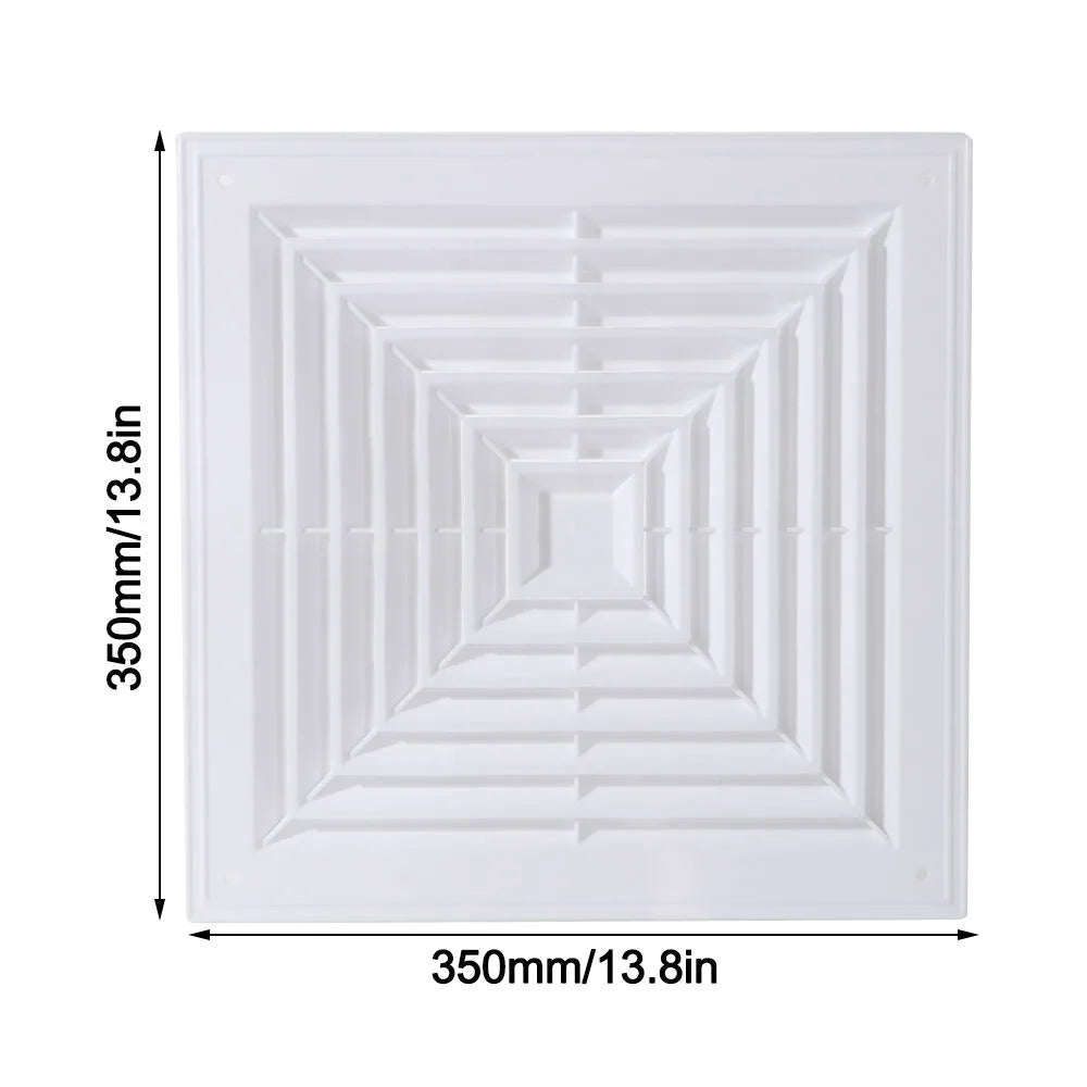 New Plastic Air Vent Grille With Flaps Square Ventilation Cover Silent Operation White Duct Heating Vents Bathroom Quake 350x350mm