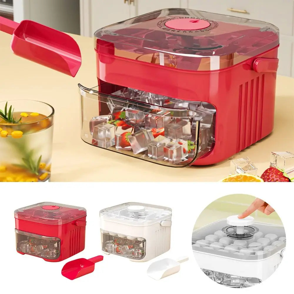 50-Cube Ice Maker with Easy Press Cap Large Capacity with Easy-press Lid Household Ice Storage Ice Box Food-grade Reusable Quake
