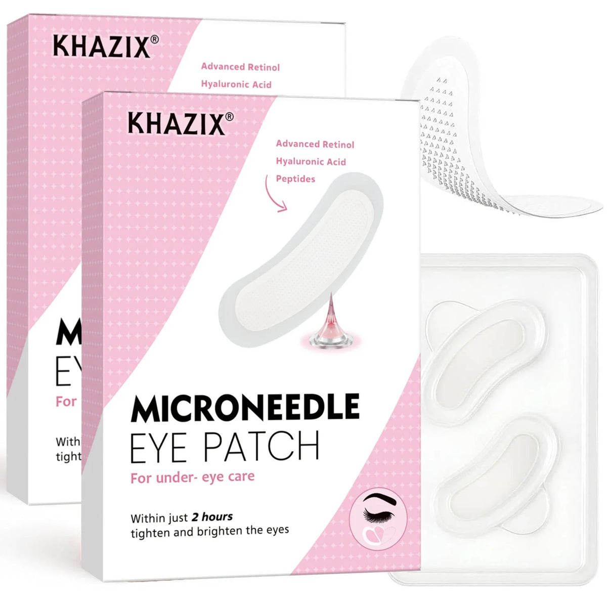 Retinol Microneedle Eye Patches with Hyaluronic Acid & Firming Peptides,for Forehead, Eye Area, Crow's Feet & Smile Lines,1Pair. Quake Transparency touming