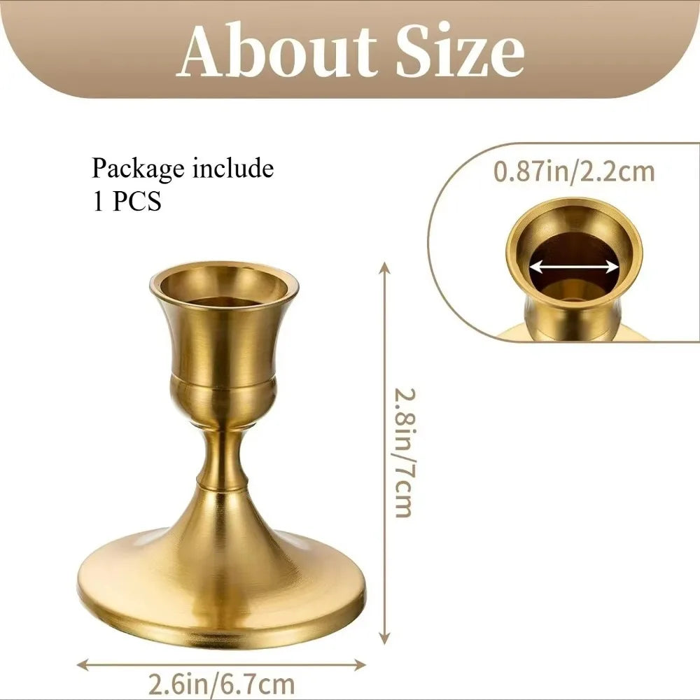 1/3pcs Vintage Elegant Tabletop Candle Holders Metal and Aluminum Home and Hotel Decoration Candlestick Holder Quake bronze-1 pcs