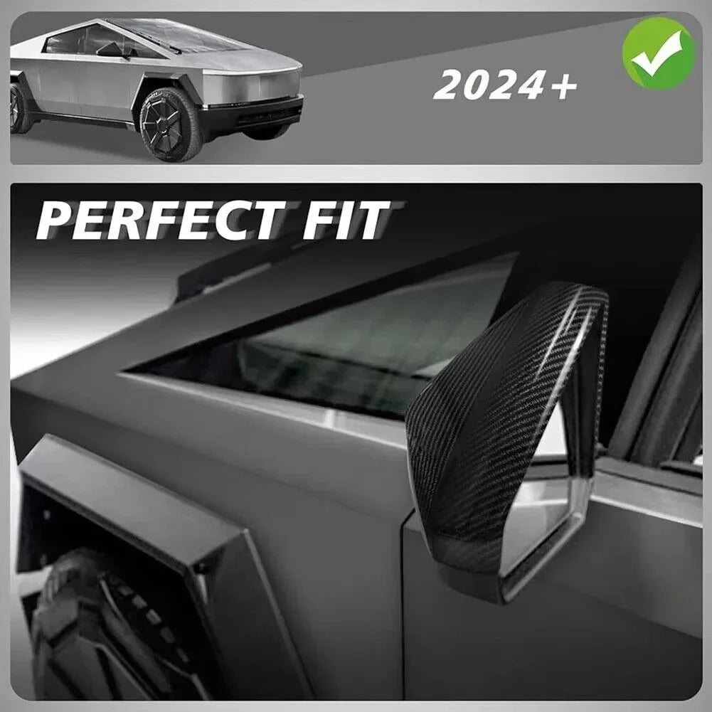 For Tesla Cybertruck 2023-2025 Car Sticker Rearview Side Mirror Cover Wing Cap Exterior Door Rear View Case Trim Carbon Fiber Quake