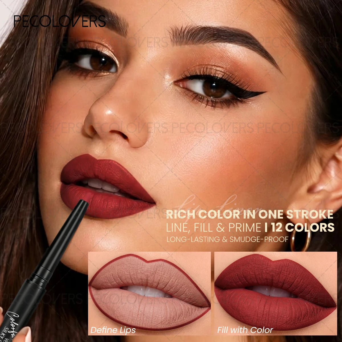 Matte Lip Liner, Natural Lipstick Pen for All Light Types, Accurate Defind Lip Lines, Nude Pink Beige Red Tones, Daily Makeup Quake