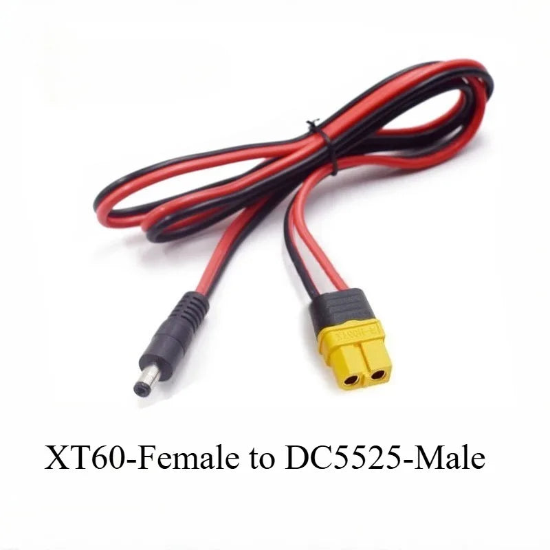 XT60 To DC 5521/5525mm Power Conversion Cable 12AWG Heavy‑Duty Connector Wire For Solar Panel Outdoor Charging & Power Supply Quake XT60-F to DC5525-M 12AWG 0.5M