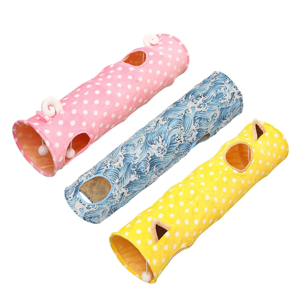 Funny Cat Kitten Folding Tunnel Training Peepholes Play Fun Toy Interactive Quake