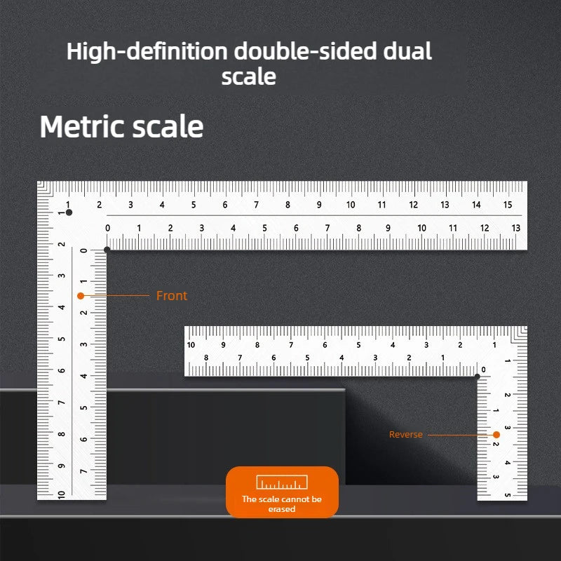 Professional Multifunctional 90 Degree L Square Ruler Precision Measuring Tool for Student Drafting Drawing Designing Quake