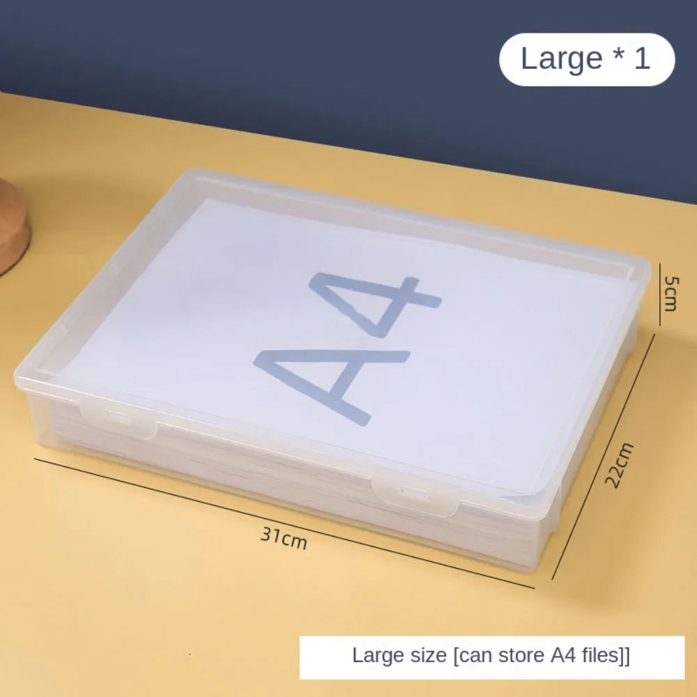 Dust Proof Plastic Document Organizer Square Shape Clear A4 Organizing Box Storage Box Quake
