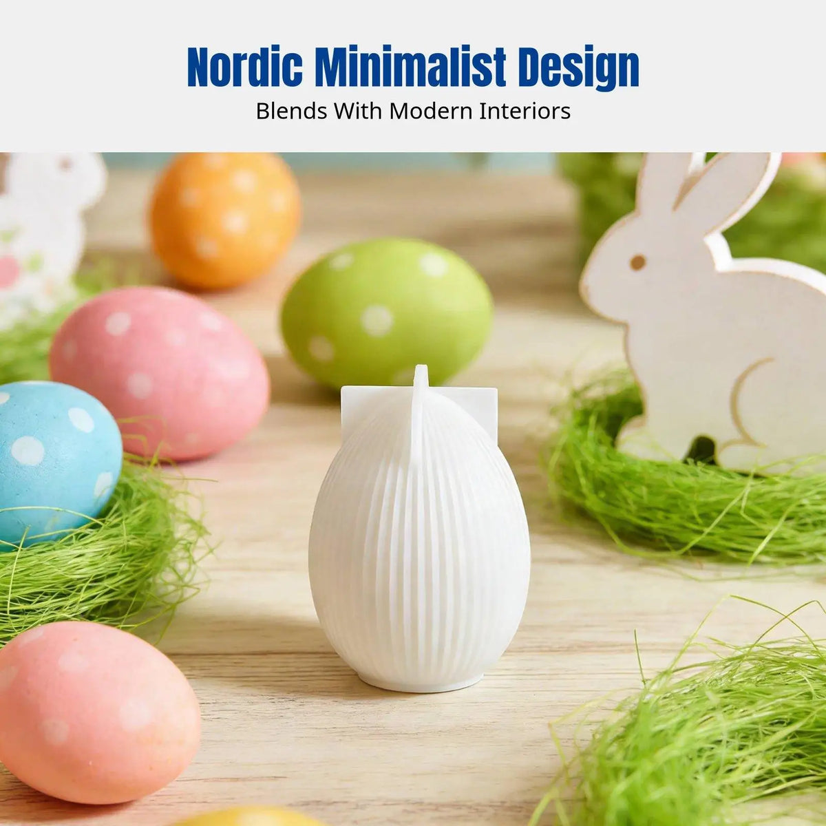 Silicone Candle Mold for DIY Plaster with Bunny Oval Striped Patterns for Creative Home Decor Craft Quake