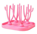 Water Tray Functional Multi Removable Baby Bottle Dry Rack Pacifiers Teat Cup Cleaning Drainer Drying Drip Quake B398 Pink