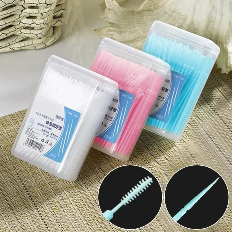 Portable Ultra Fine Toothpick Disposable Family Box Packed Pick Double Head High End Personality Creative Fruit Stick 200 Pieces Quake