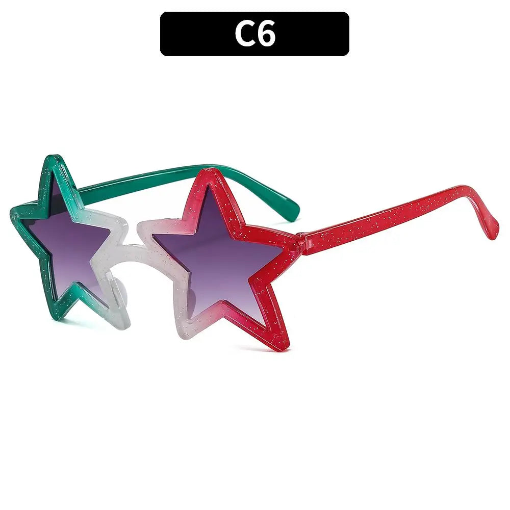Fashion Unique Pentagram Sunglasses Christmas Party Star Shape Sun Glasses for Women Men Shining Shades Xmas Festival Eyewear Quake C6