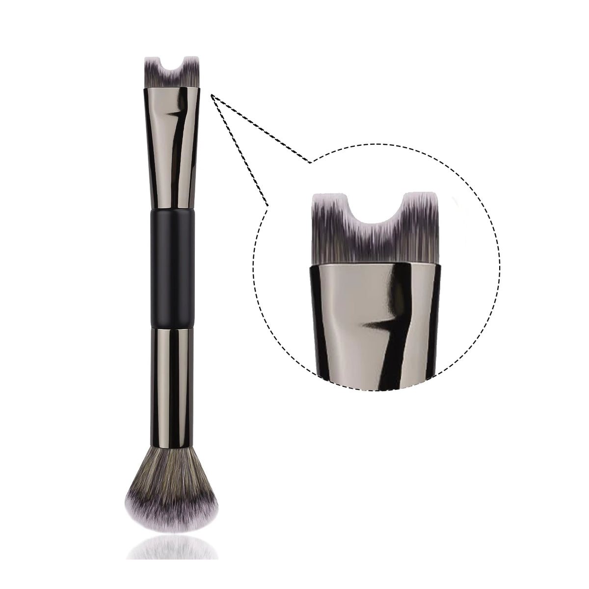 U-Shaped Makeup Brush for Nose Contouring with Dual Ends, Essential Cosmetic Tool Quake