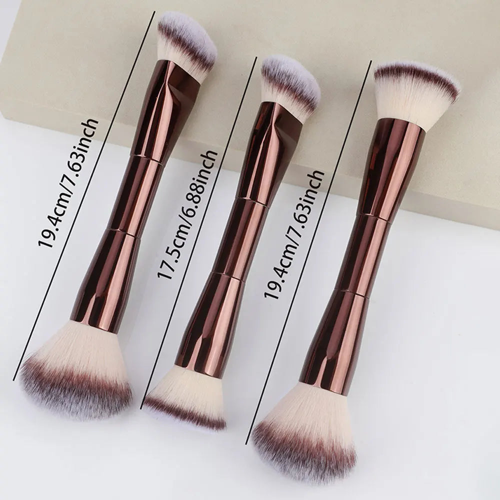 3 styles Double-headed Makeup Brush With Soft Bristles Foundation Brush Blush Brush BB Cream Makeup Brush Portable Makeup Tool Quake