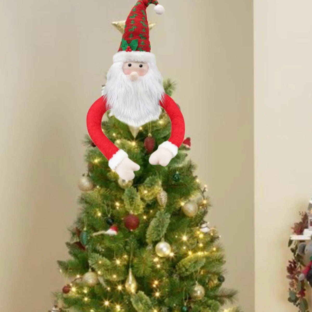 Christmas Tree Topper Doll Decoration Multifunctional Plush Fabirc for Holiday Decor Adorable Stylish Handmade Accessories Quake Santa