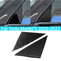 For Tesla Model Y 2020-2022 Real Carbon Fiber Car Front A Pillar Triangle Window Louver Side Shades Cover Trim Sticker Quake Default Title