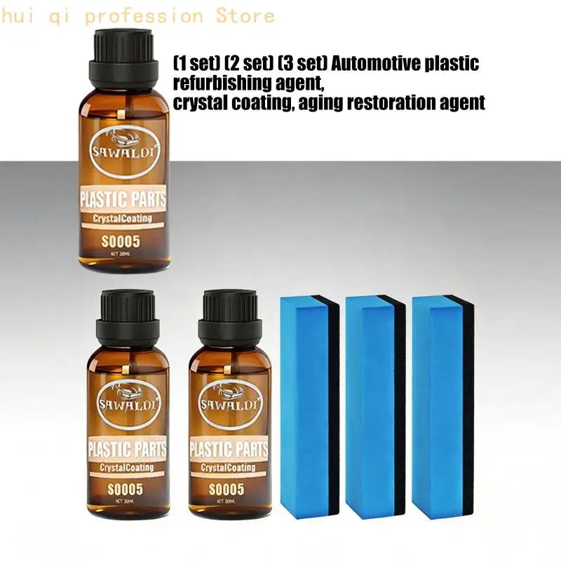 Plastic Trim Restorer for Vehicles, 30 Coating Bottle and Applicator Sponge for Exterior Plastic Care Use H8WE Quake
