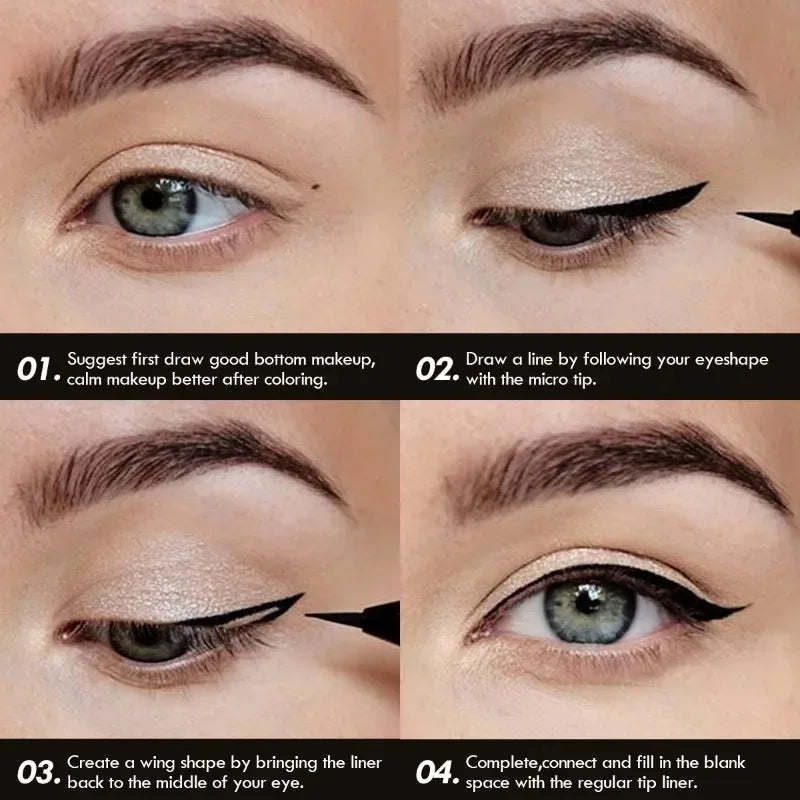4PCS Liquid Black Eyeliner,Ultra-fine Tip for Precise Application, Quick-drying, Long-lasting Eye Makeup, Natural-looking Pencil Quake