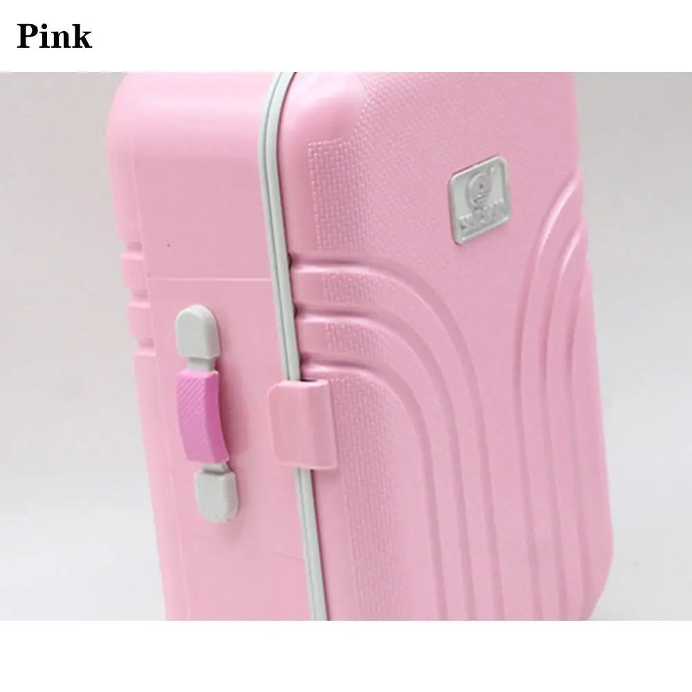 Dollhouse Decor Business Mini Miniature Suitcase Travel Case Trolley For 1/4 1/6 Dolls Quake pink