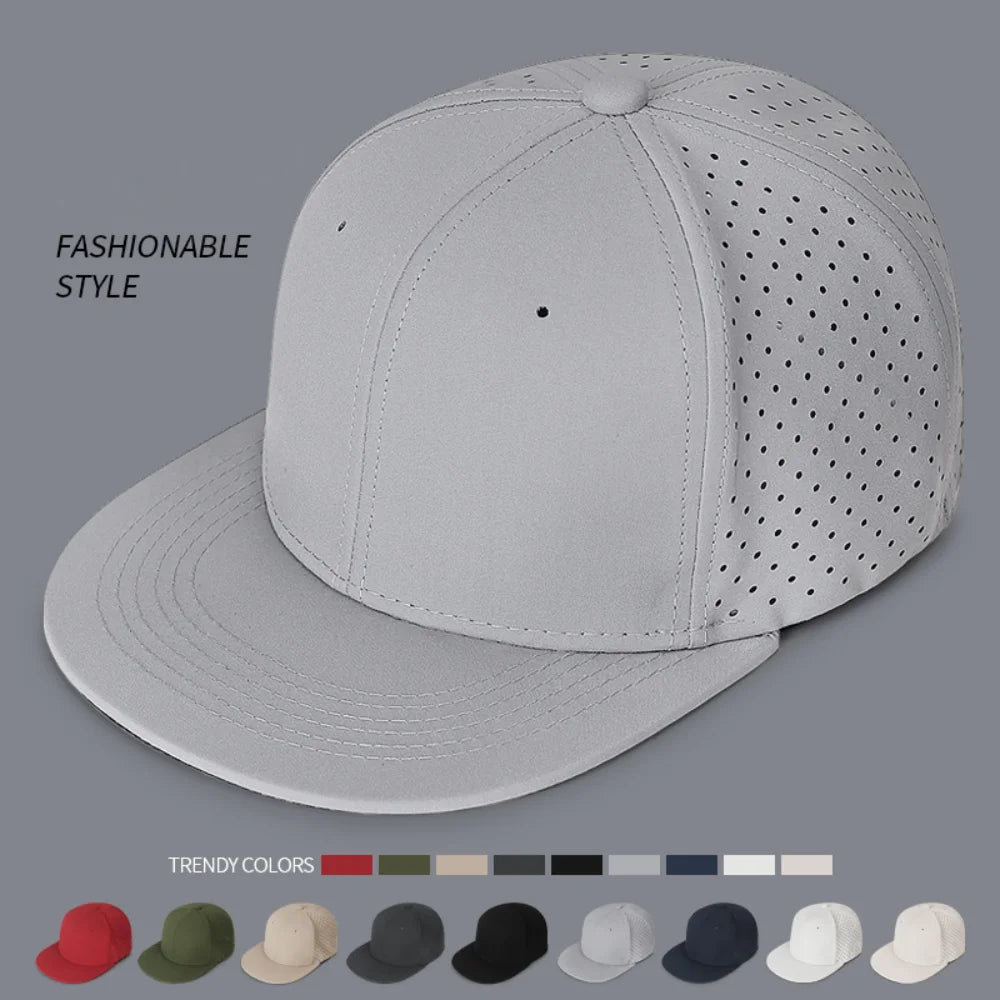High Quality Full Closed Mens Baseball Cap Causal 6 Panels Trucker Hat Breathable Solid Flat Brim Stretchy Caps Quake