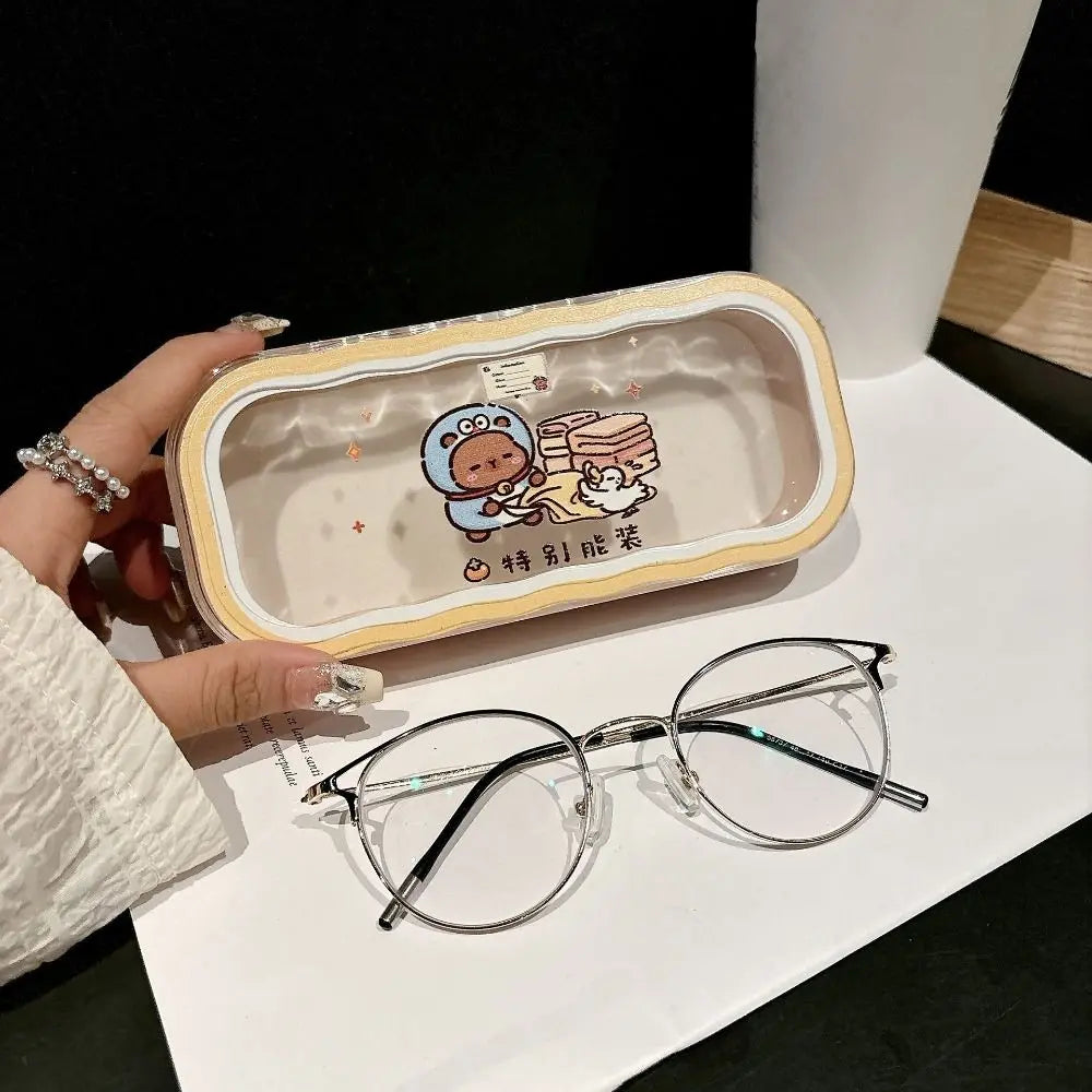 Plastic Puppy Glasses Case Visible Transparent Sunglasses Storage Box Portable Cartoon Animals Glasses Protective Case Gifts Quake