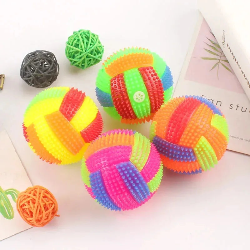 Luminous Elastic Activation Sound Ball Toys Massage Ball with Whistle Dog Cats Chew Bouncy Ball Soccer Glowing Children Pet Toys Quake
