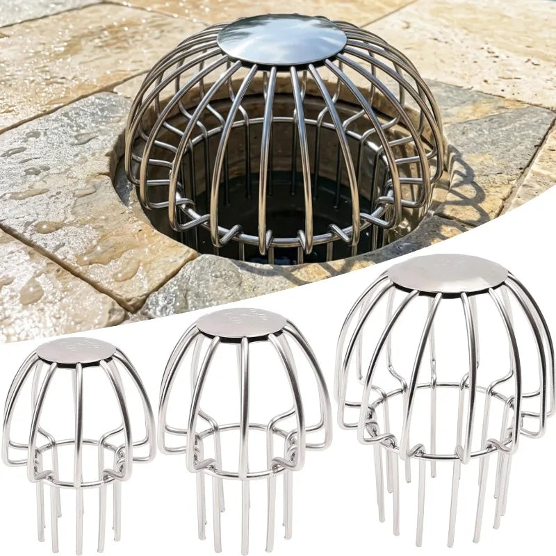 Stainless Steel Mesh Covered Anti-clogging Yard Floor Drain Outdoor Gutter Downpipe Leaf Filter Anti-Rust Drain Cover Strainer Quake