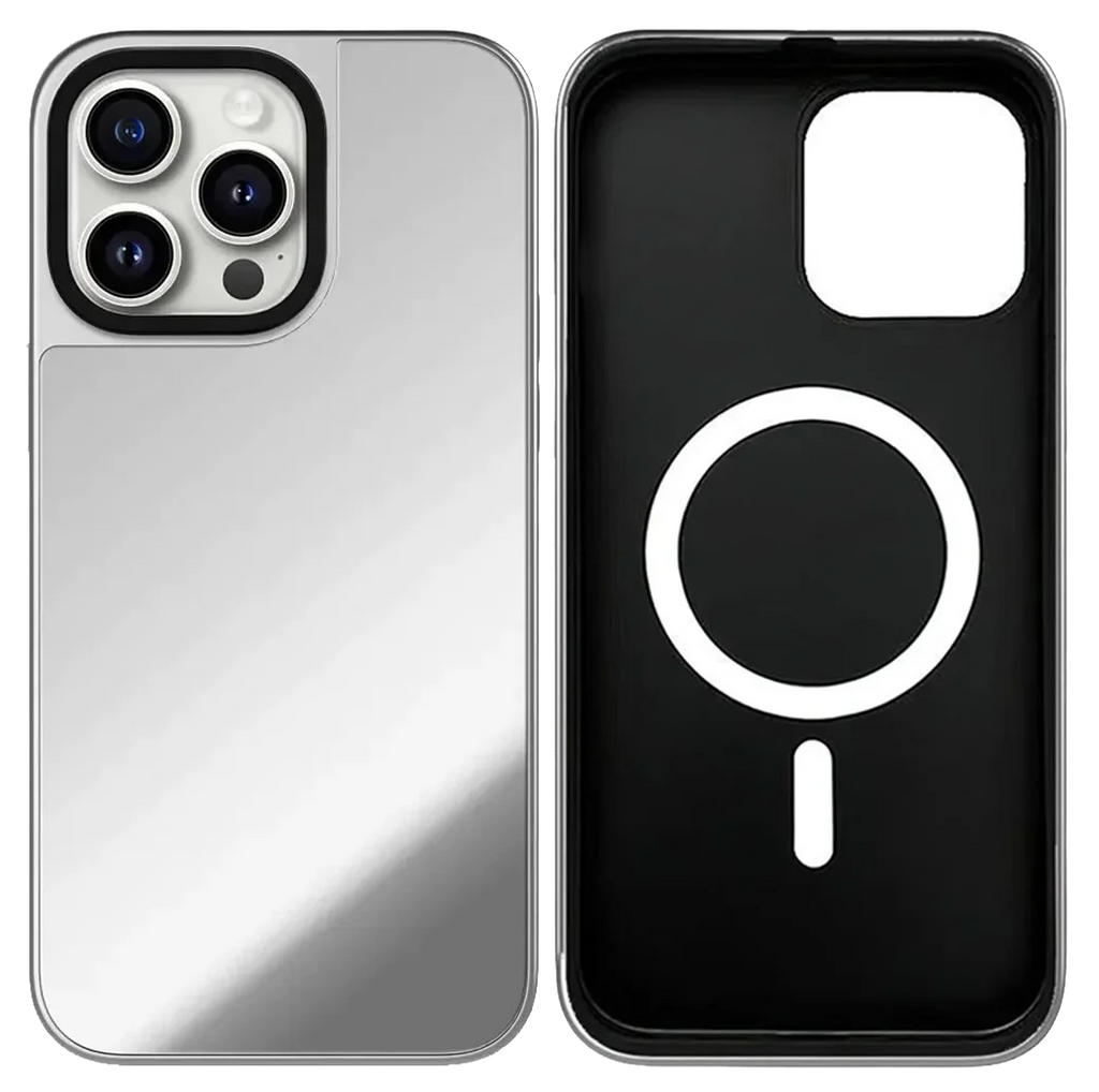 Plain Pure Mirror Surface Magnetic Phone Case Cover for IPhone 12 13 14 15 16 17 18 Pro Max Case with Camera Ring Stand Quake MagSafe iPhone 18 Pro Max