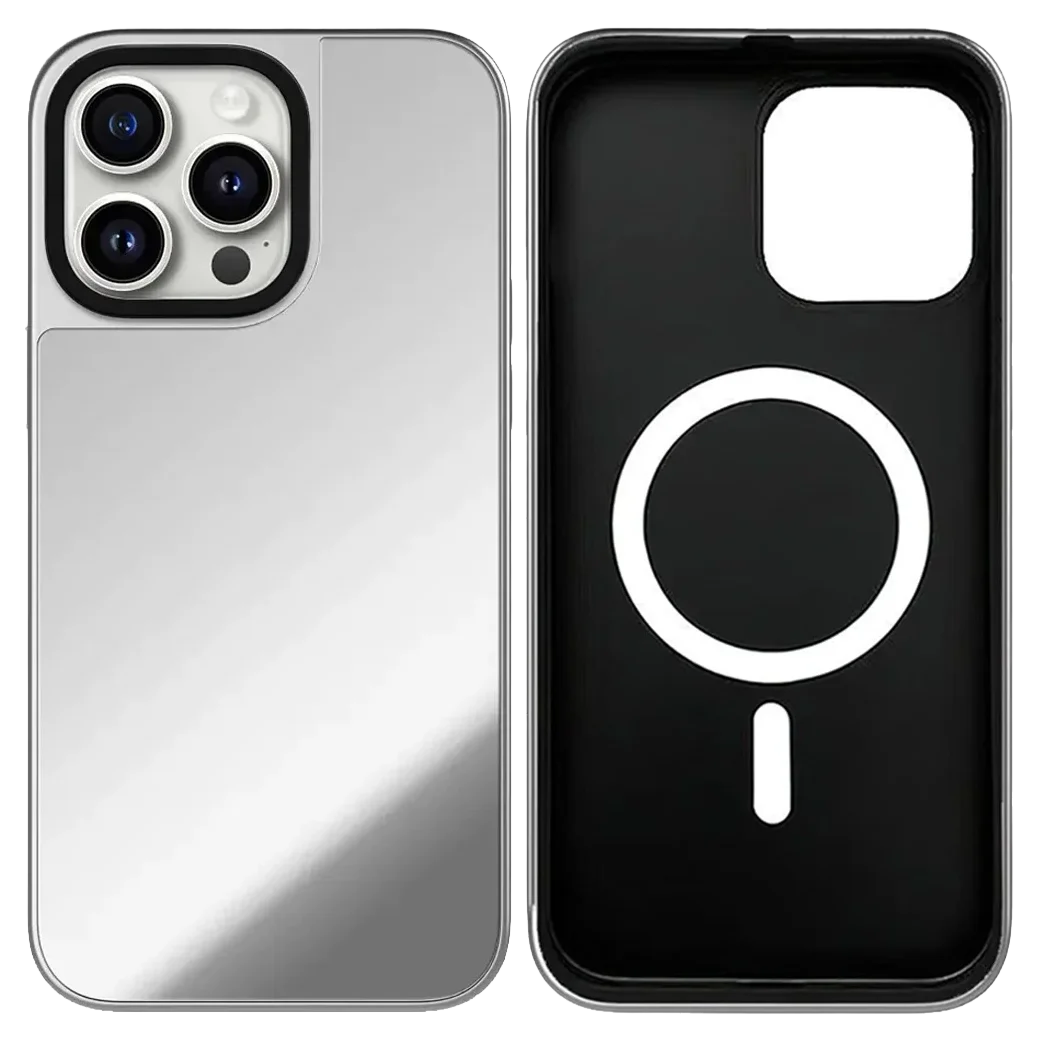 Plain Pure Mirror Surface Magnetic Phone Case Cover for IPhone 12 13 14 15 16 17 18 Pro Max Case with Camera Ring Stand Quake MagSafe iPhone 18 Pro Max