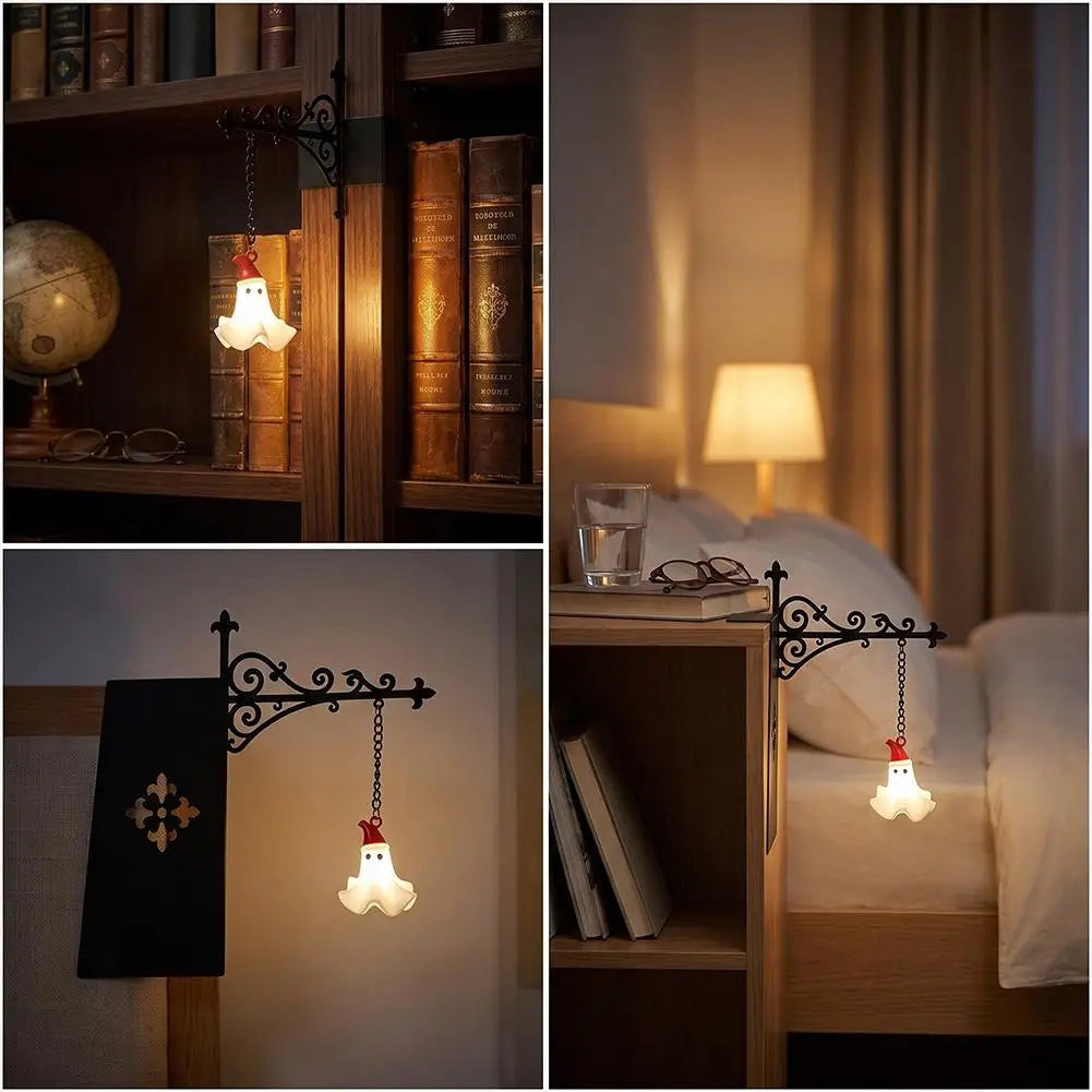 Cute Ghost Halloween Bookshelf Light Decorative Night Lamp Soft Glow Shelf Lantern for Bedroom Study Desk Home Decor Quake